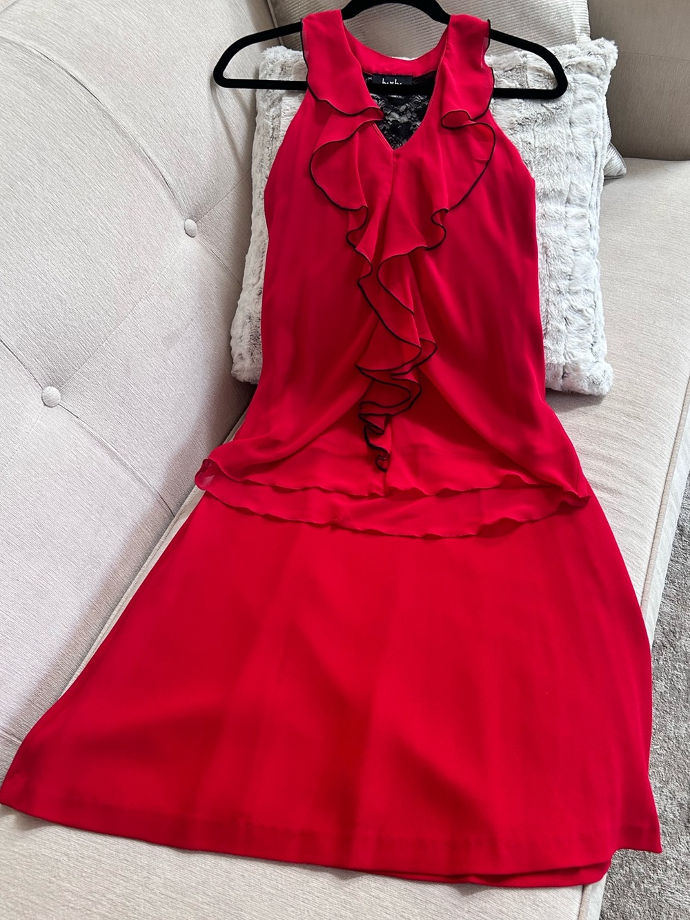by & by Red Ruffle-Front Sleeveless Top & Red Crepe Midi Skirt
